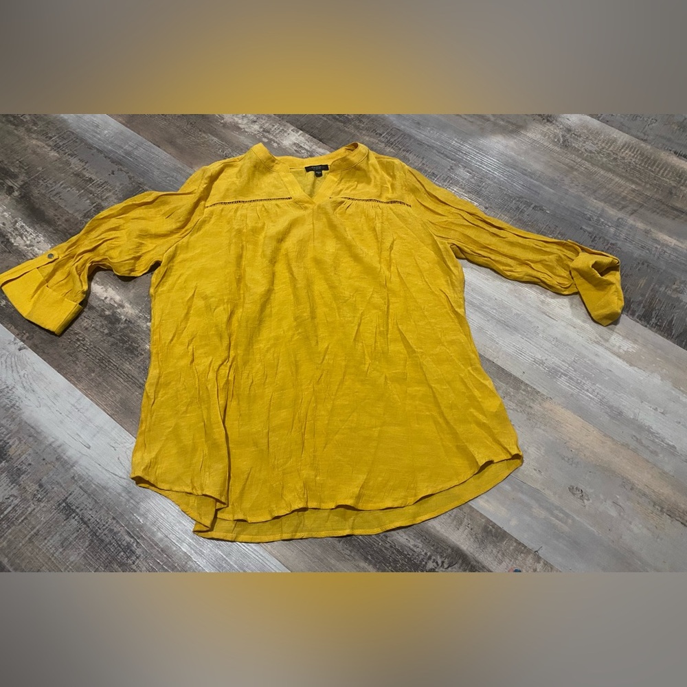 Cocomo Yellow 3/4 Sleeve Blouse Relaxed Fit
